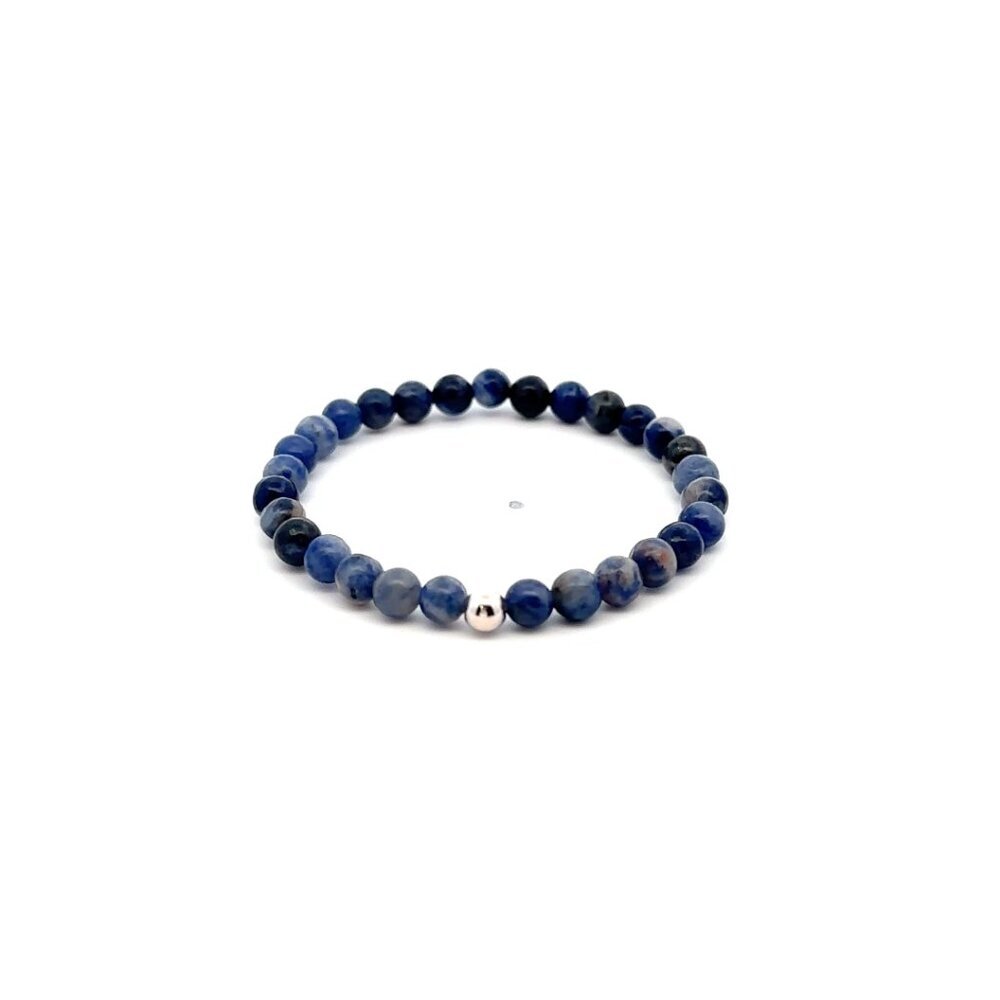 Natural Sodalite Gemstones Mini 4mm 18K White Gold Charm Bead - Picture 6 of 6